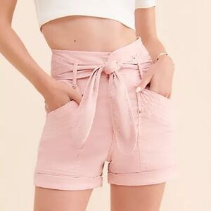 Aviator Cuffed Button-Up High Waisted Shorts
